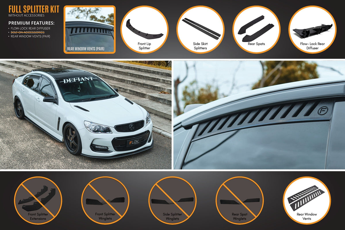 Flow Designs VF Commodore S2 Sedan Full Lip Splitter Set