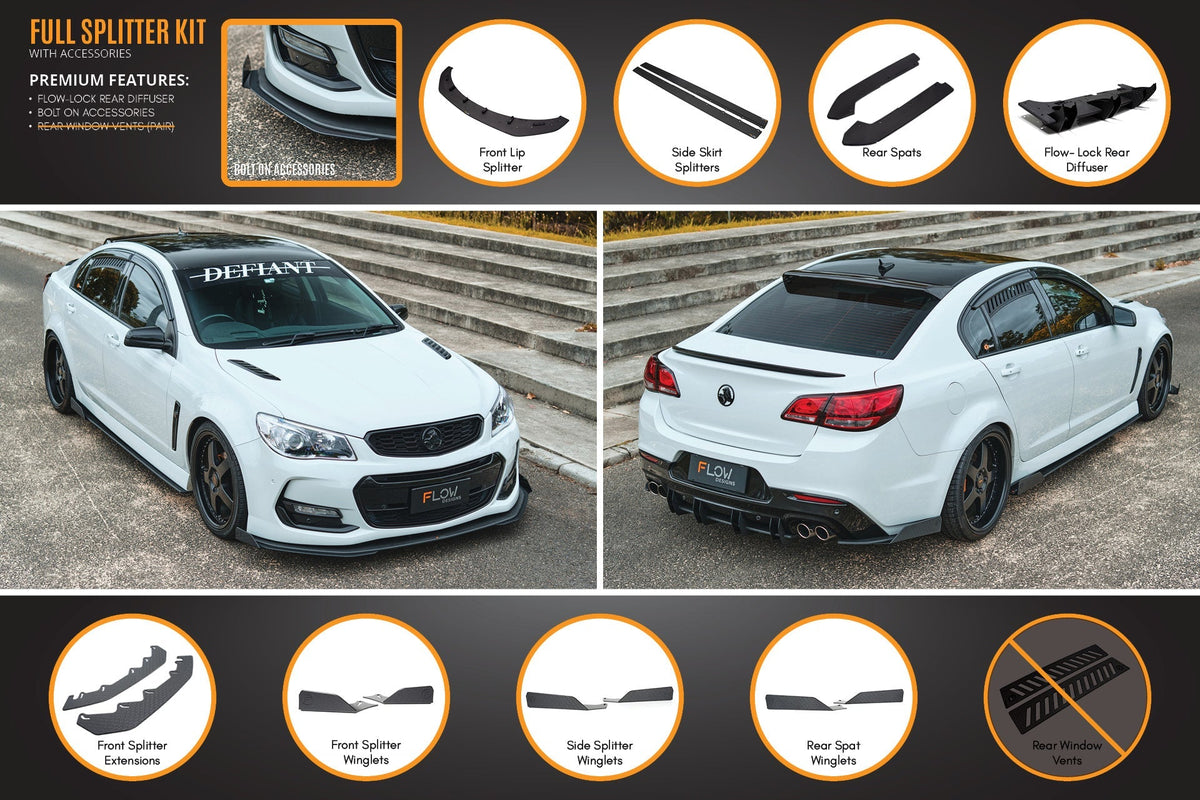 Flow Designs VF Commodore S2 Sedan Full Lip Splitter Set