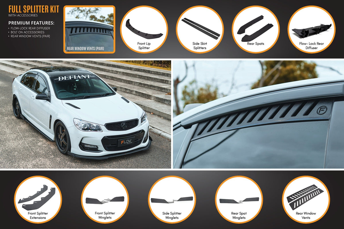 Flow Designs VF Commodore S2 Sedan Full Lip Splitter Set