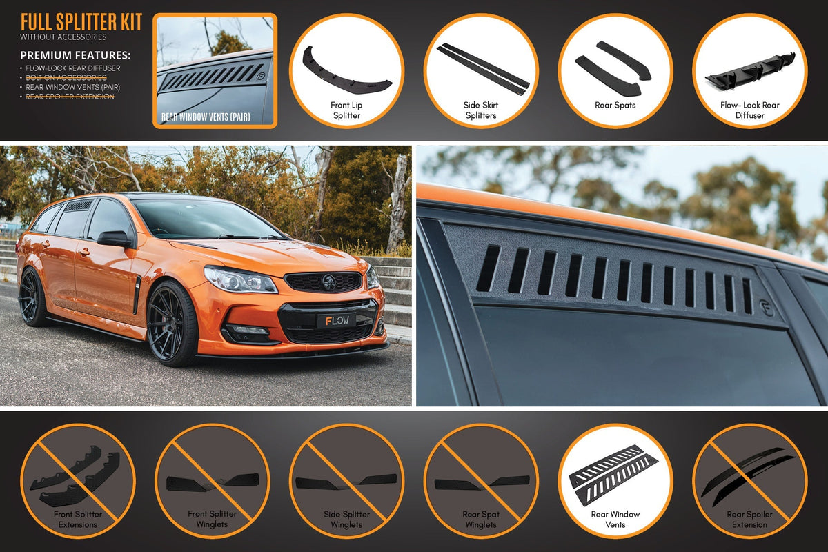 Flow Designs VF Commodore S2 Wagon Full Lip Splitter Set