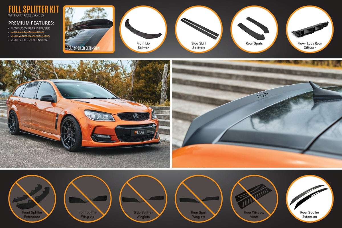 Flow Designs VF Commodore S2 Wagon Full Lip Splitter Set