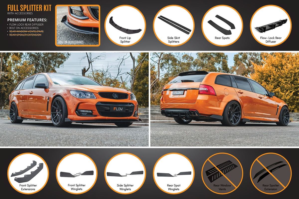Flow Designs VF Commodore S2 Wagon Full Lip Splitter Set