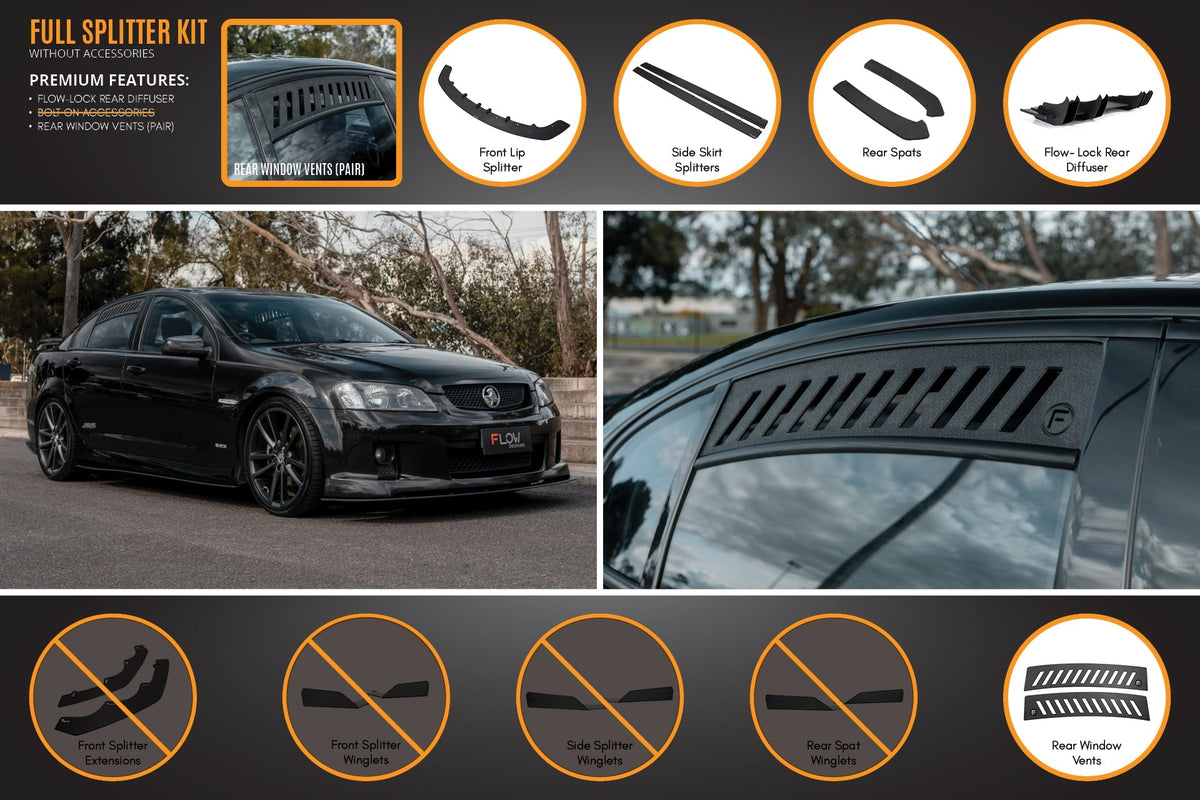 Flow Designs VE Commodore S1 Sedan Full Lip Splitter Set