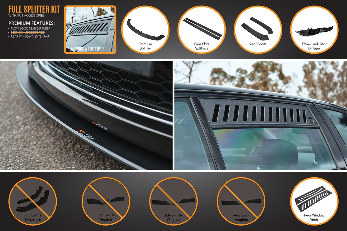 Flow Designs VE Commodore S1 Wagon Full Lip Splitter Set