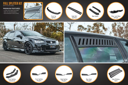 Flow Designs VE Commodore S2 Wagon Full Lip Splitter Set