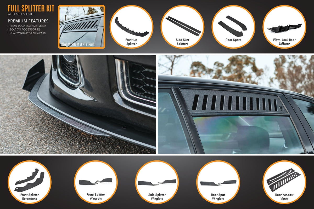 Flow Designs VE Commodore S1 Wagon Full Lip Splitter Set