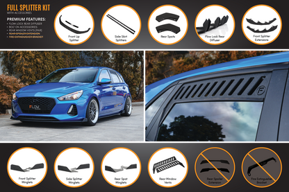 Flow Designs i30 SR Hatch (2017-2018) Full Lip Splitter Set