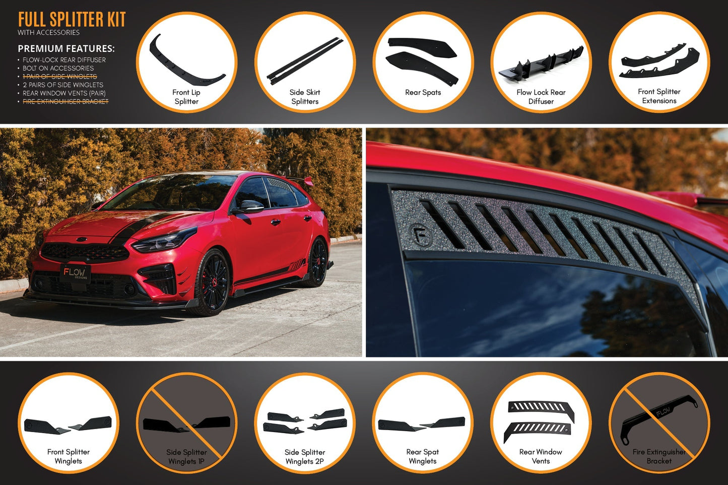 Flow Designs Cerato GT Hatch PFL Full Lip Splitter Set