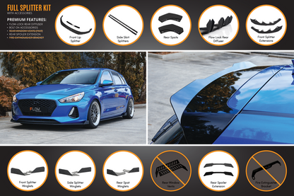 Flow Designs i30 SR Hatch (2017-2018) Full Lip Splitter Set