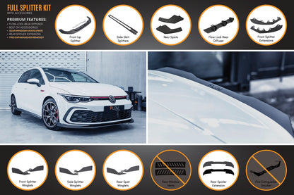 Flow Designs MK8 Golf GTI Full Lip Splitter Set