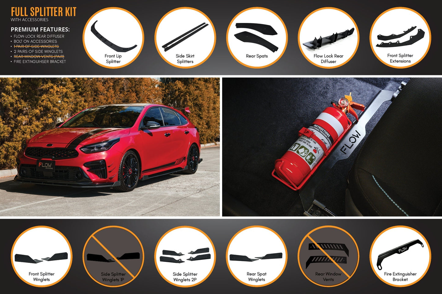 Flow Designs Cerato GT Hatch PFL Full Lip Splitter Set
