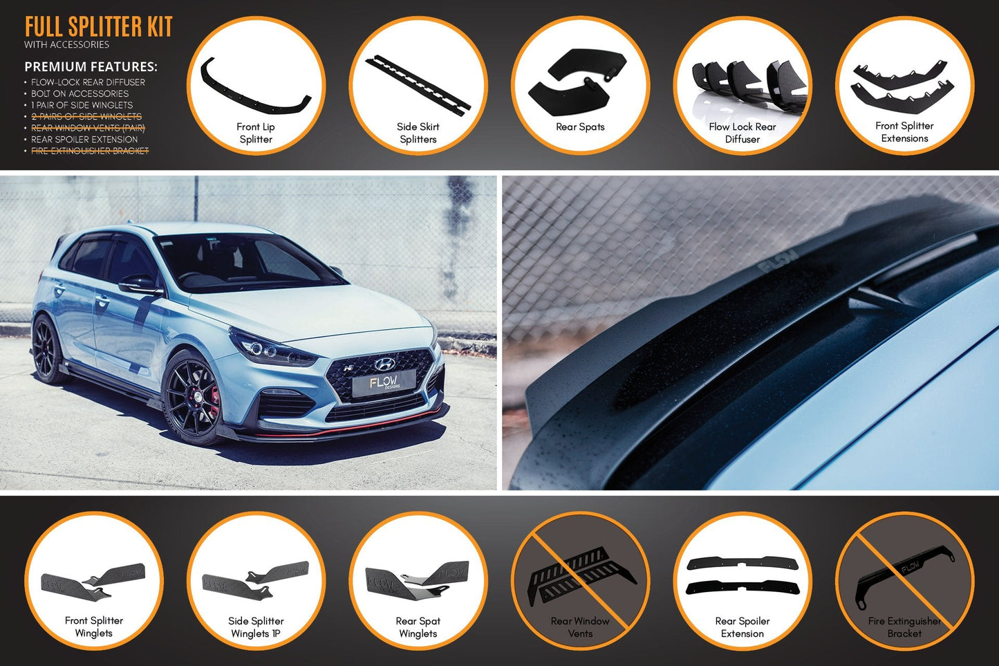 Flow Designs i30N Hatch PD (2018-2020) Full Lip Splitter Set