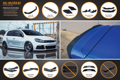 Flow Designs MK6 Golf R Full Lip Splitter Set WITHOUT Accessories
