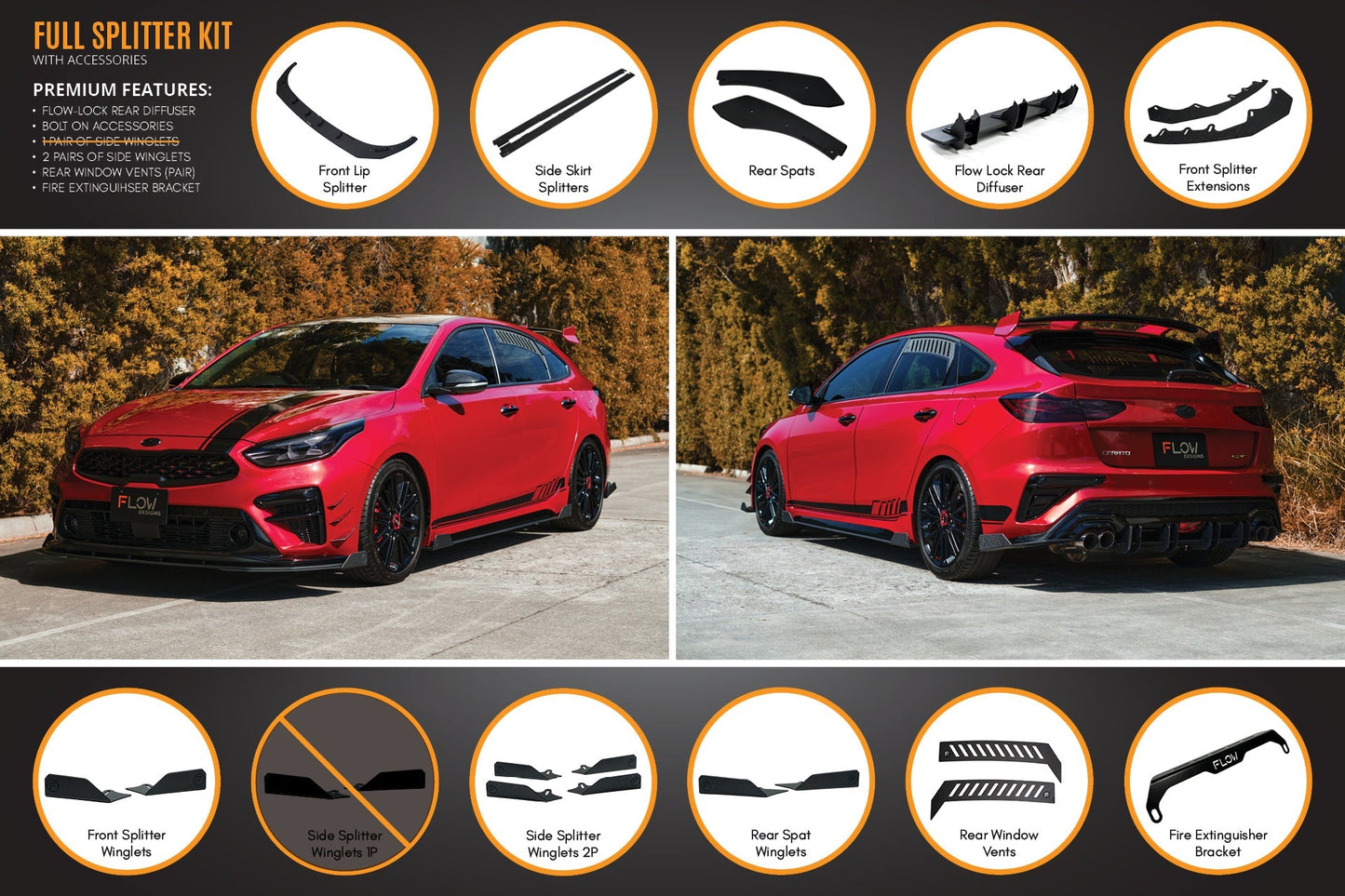 Flow Designs Cerato GT Hatch PFL Full Lip Splitter Set
