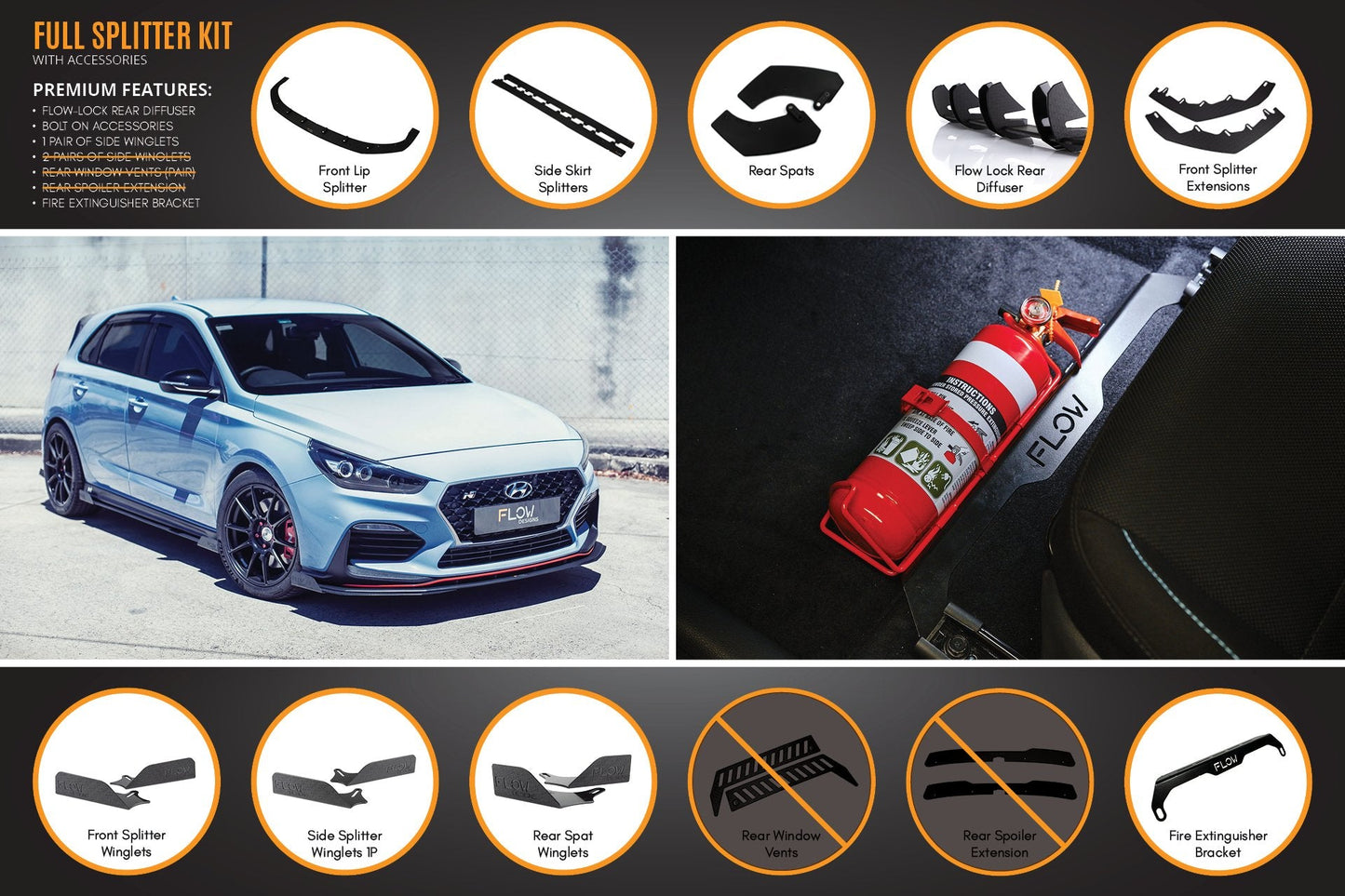 Flow Designs i30N Hatch PD (2018-2020) Full Lip Splitter Set