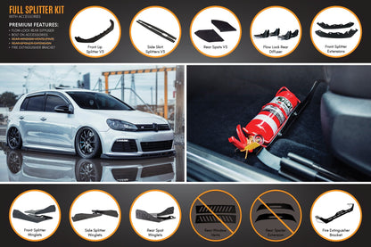 Flow Designs MK6 Golf R Full Lip Splitter Set WITHOUT Accessories