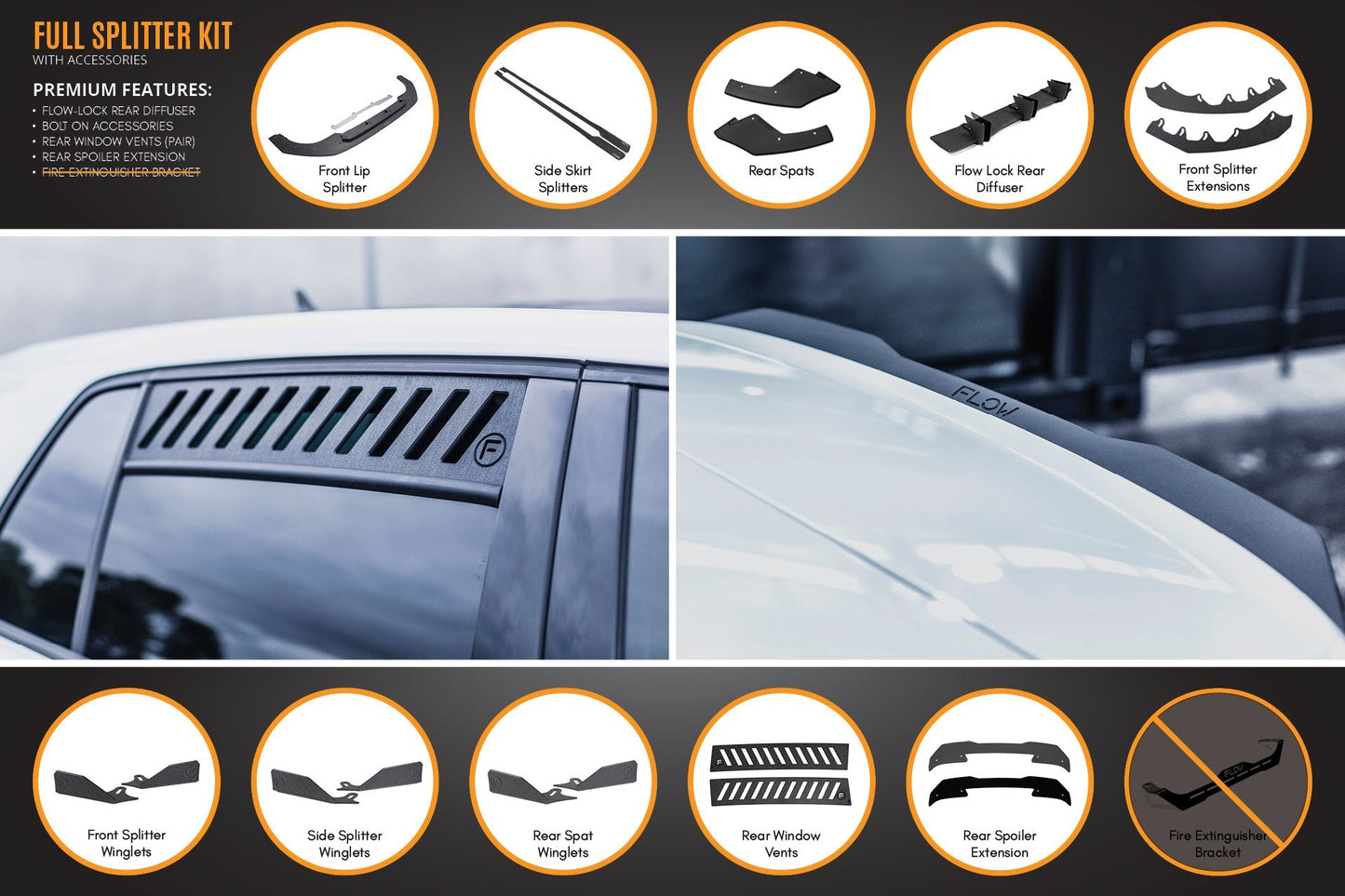 Flow Designs MK8 Golf GTI Full Lip Splitter Set