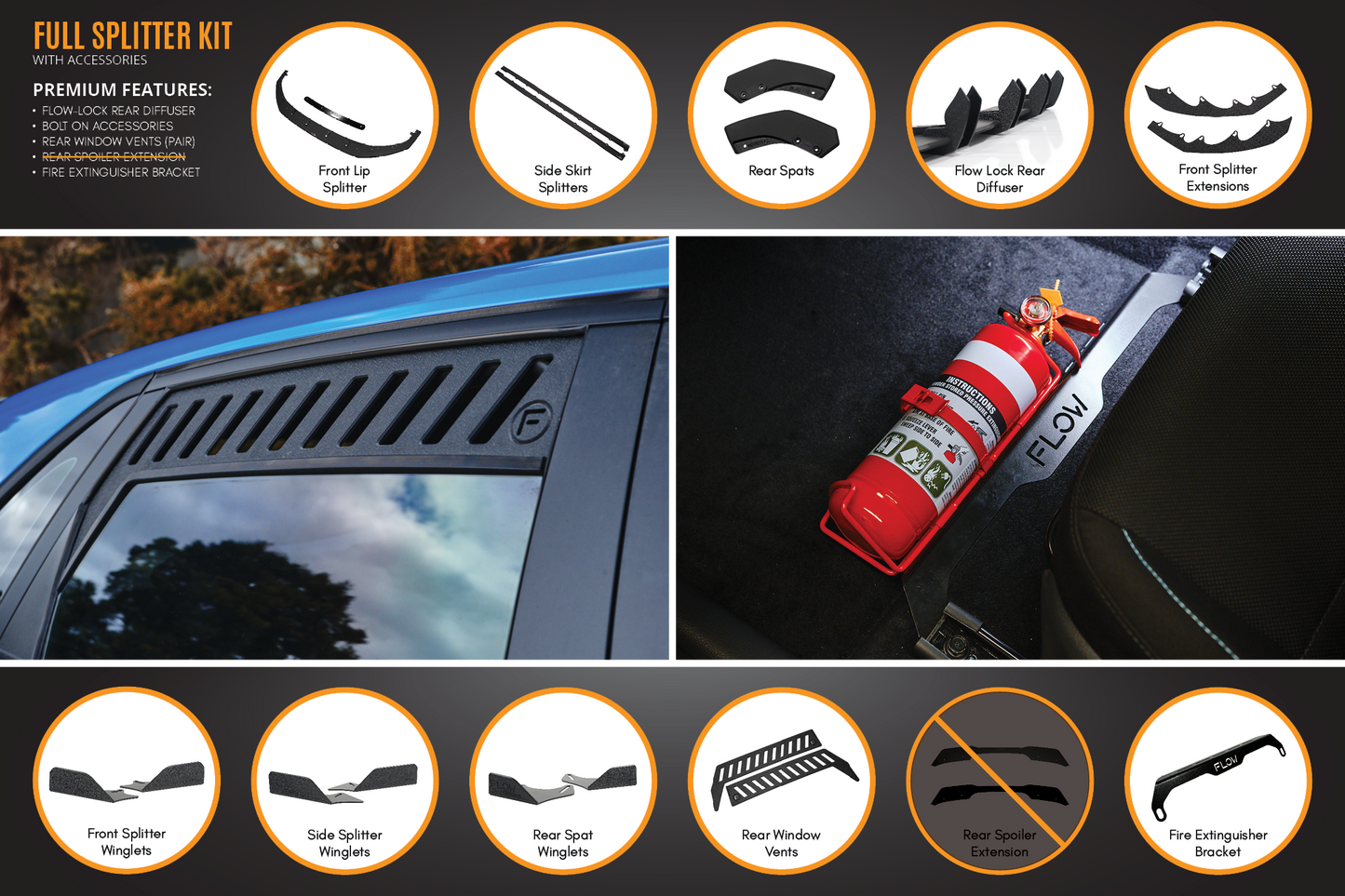 Flow Designs i30 SR Hatch (2017-2018) Full Lip Splitter Set