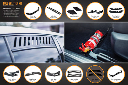 Flow Designs MK6 Golf R Full Lip Splitter Set WITHOUT Accessories