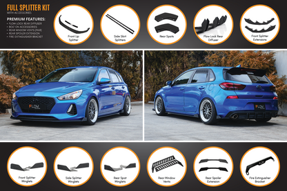 Flow Designs i30 SR Hatch (2017-2018) Full Lip Splitter Set