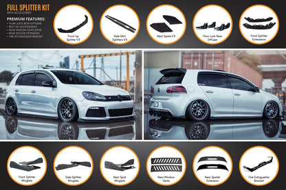 Flow Designs MK6 Golf R Full Lip Splitter Set WITHOUT Accessories