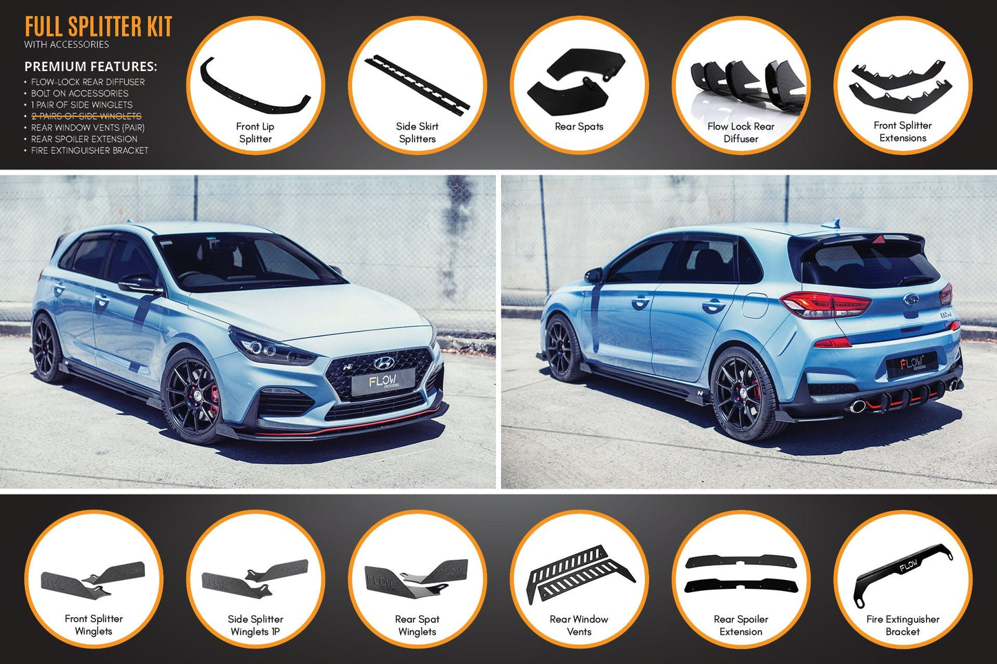Flow Designs i30N Hatch PD (2018-2020) Full Lip Splitter Set