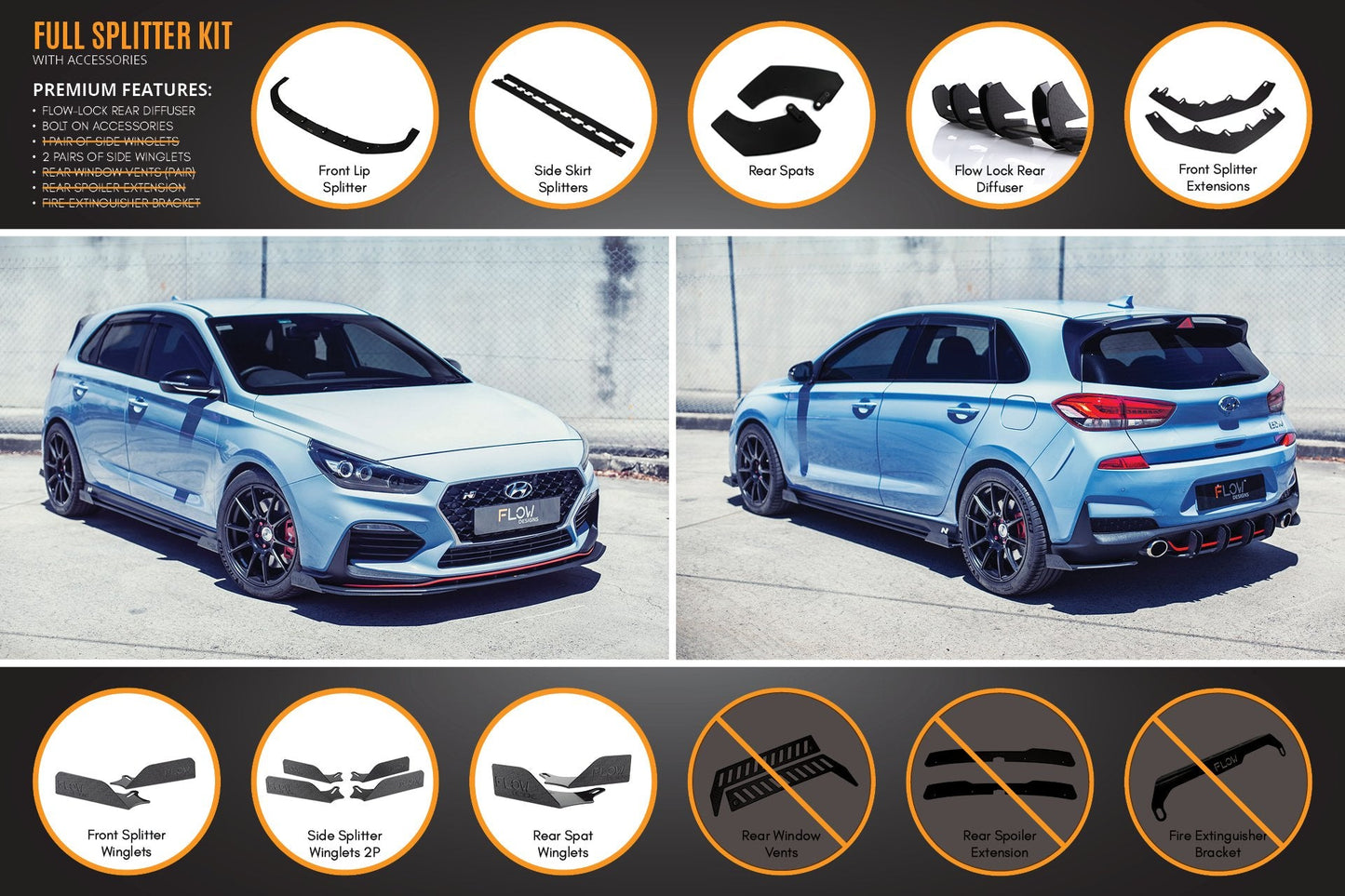 Flow Designs i30N Hatch PD (2018-2020) Full Lip Splitter Set