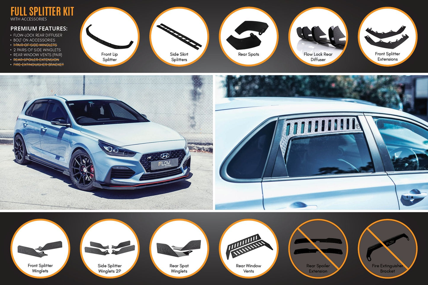 Flow Designs i30N Hatch PD (2018-2020) Full Lip Splitter Set