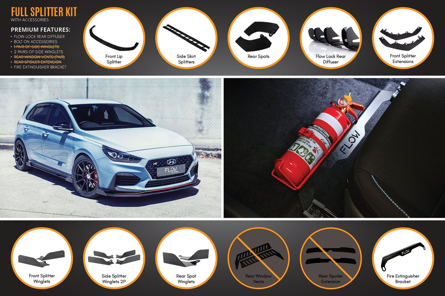 Flow Designs i30N Hatch PD (2018-2020) Full Lip Splitter Set