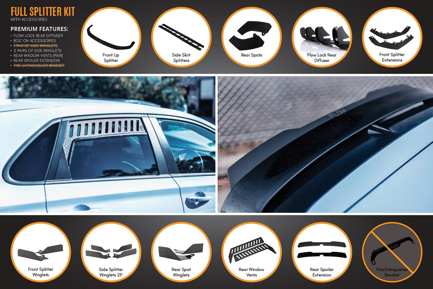 Flow Designs i30N Hatch PD (2018-2020) Full Lip Splitter Set