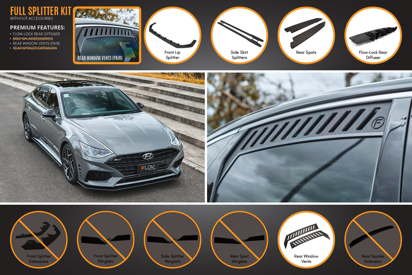 Flow Designs DN8 Sonata N Line 2020-2023 Full Lip Splitter Set