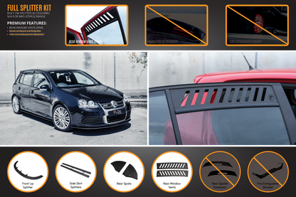 Flow Designs MK5 Golf R32 Full Lip Splitter Set