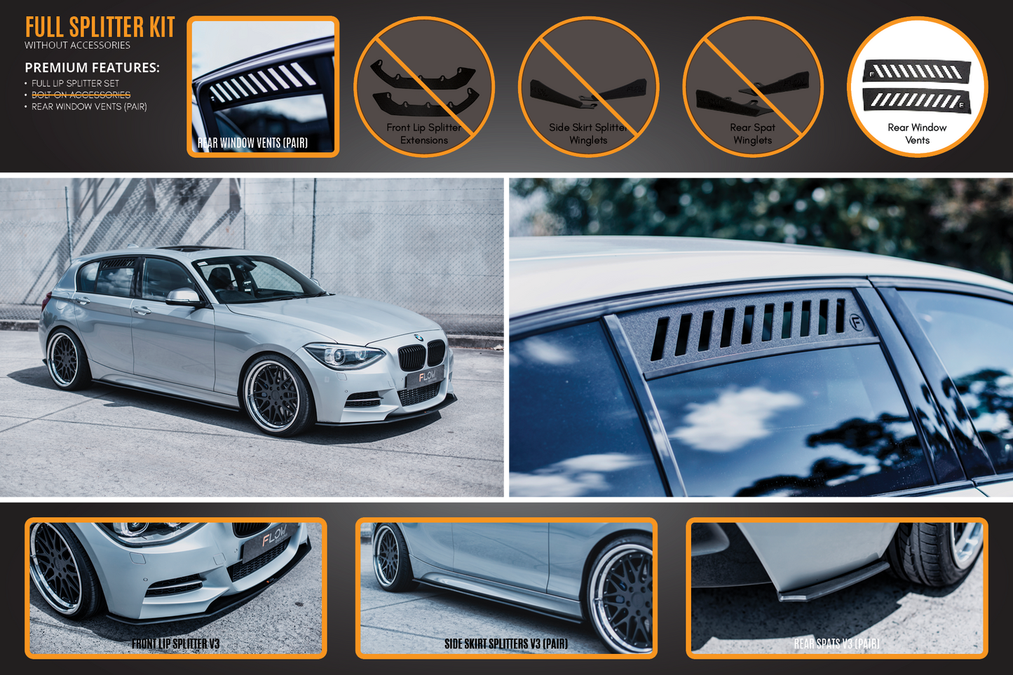Flow Designs F20 Pre LCI M135 Full Lip Splitter Set