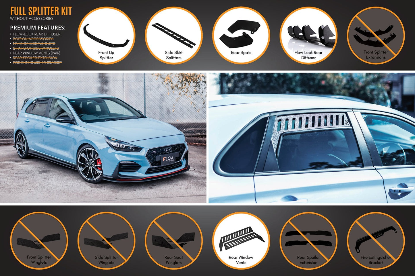 Flow Designs i30N Hatch PD (2018-2020) Full Lip Splitter Set