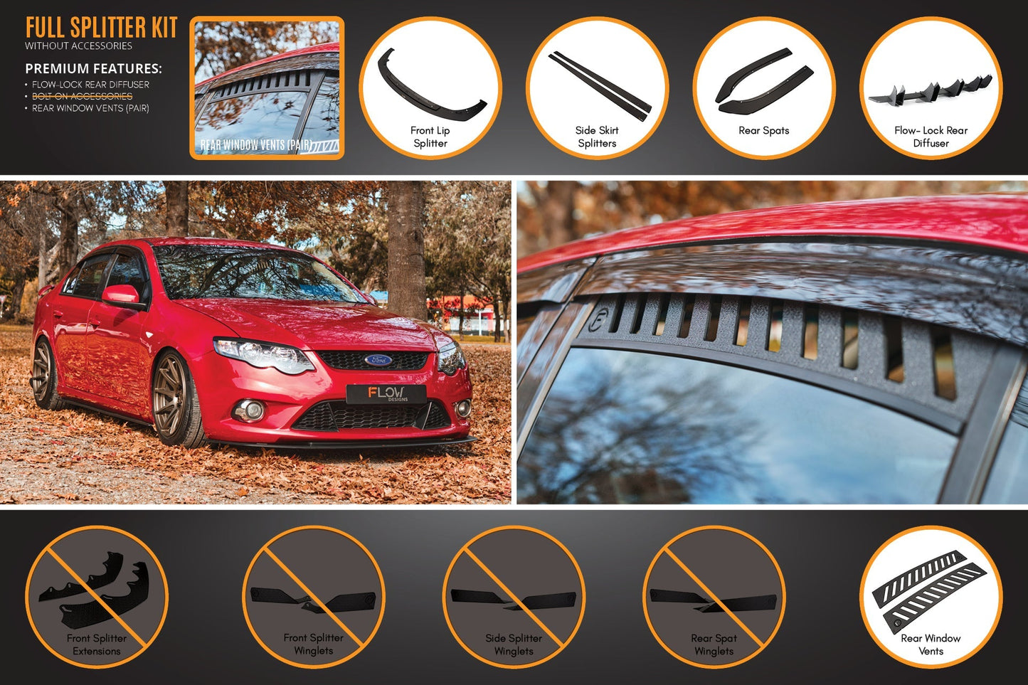 Flow Designs MK1 Falcon FG Full Lip Splitter Set