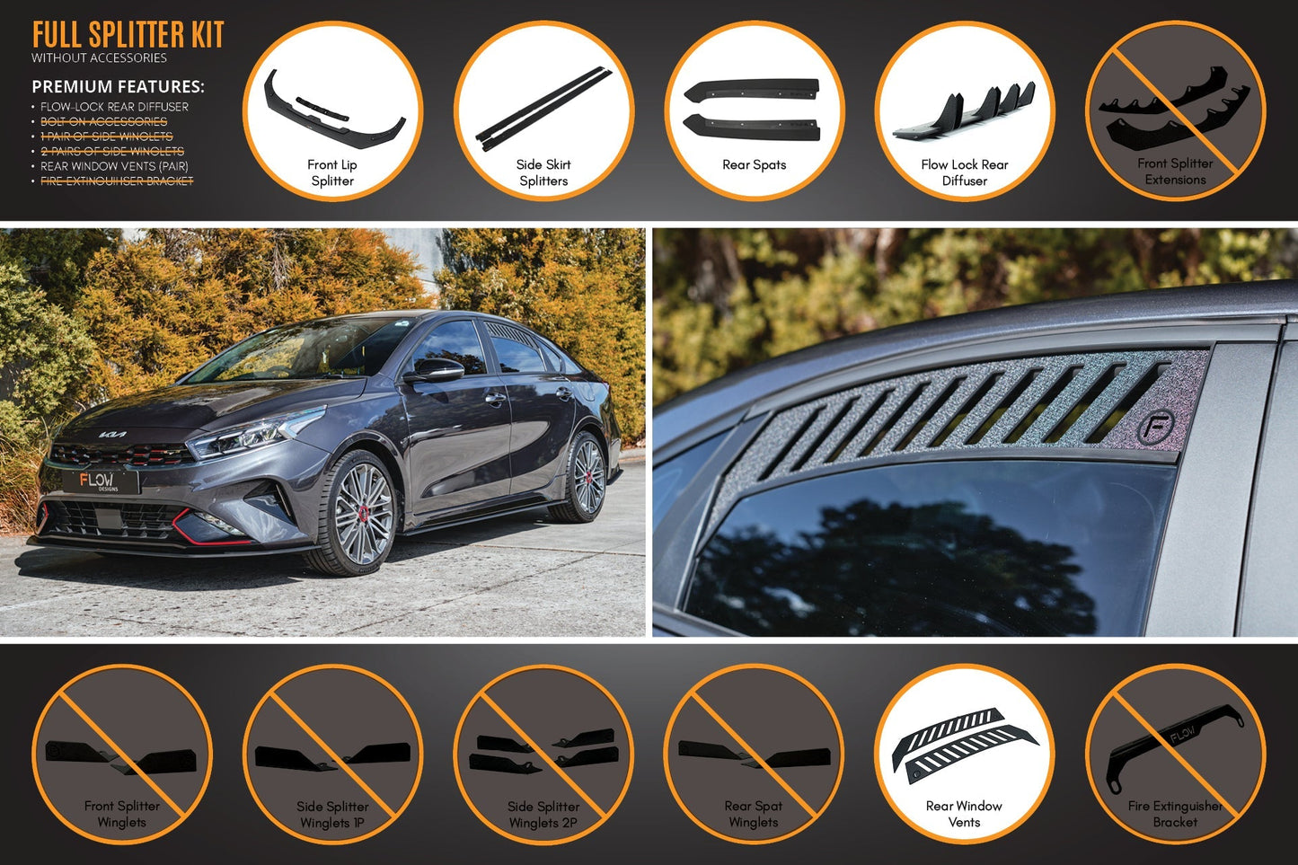 Flow Designs Cerato GT Sedan FL Full Lip Splitter Set