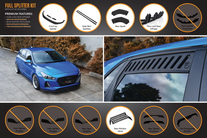 Flow Designs i30 SR Hatch (2017-2018) Full Lip Splitter Set