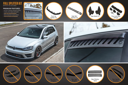Flow Designs MK7 Golf R (EU/AU) Full Lip Splitter Set