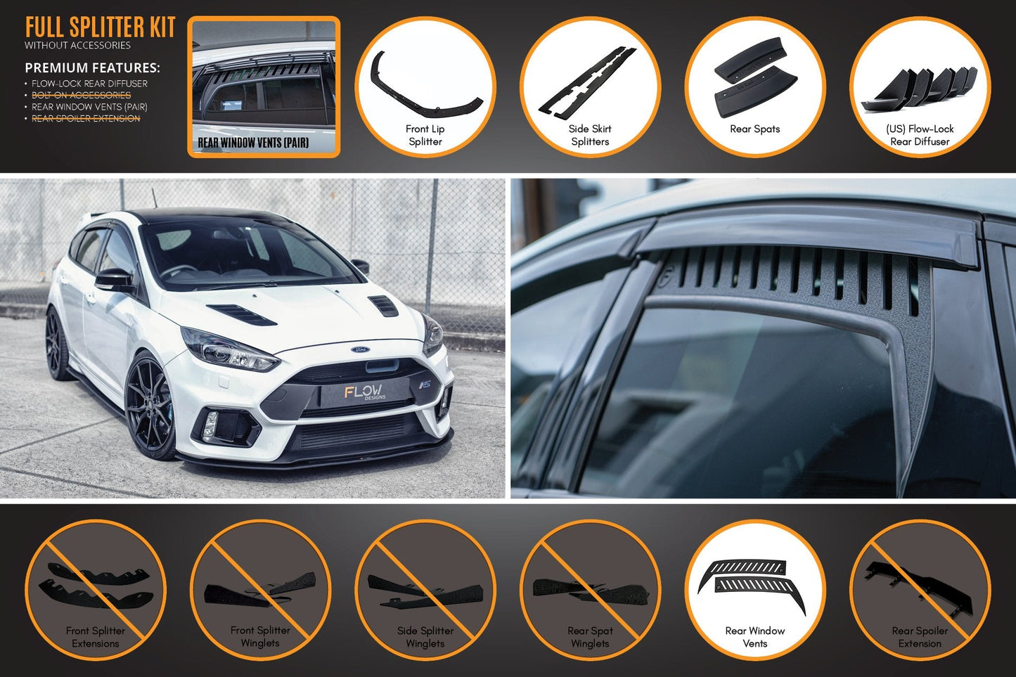 Flow Designs MK3 Focus RS Full Lip Splitter Set