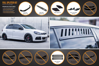 Flow Designs MK6 Golf R Full Lip Splitter Set WITHOUT Accessories
