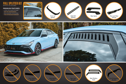Flow Designs CN7 i30N Sedan 2021-2023 Full Lip Splitter Set