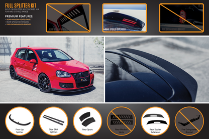Flow Designs MK5 Golf GTI Full Lip Splitter Set