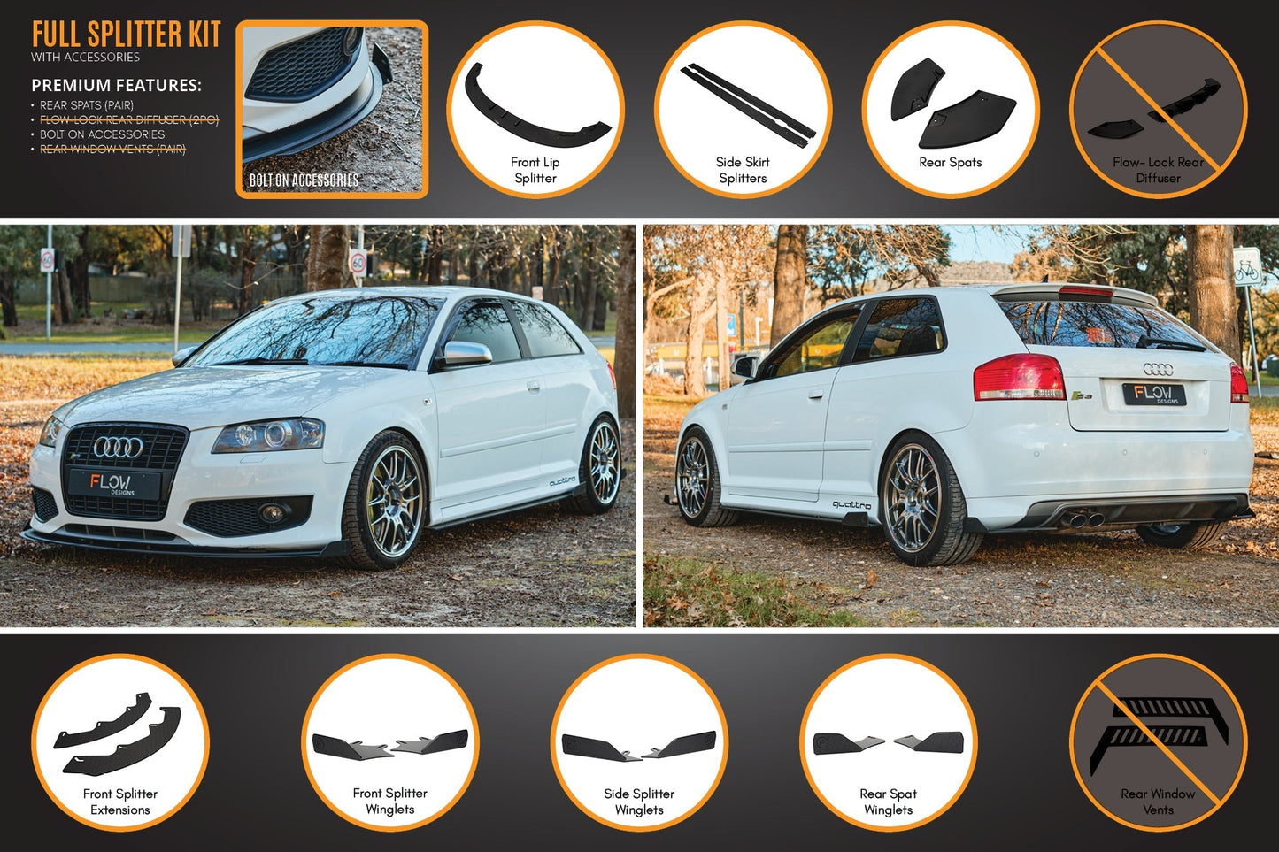 Flow Designs S3 8P Hatch (PFL) Full Lip Splitter Set