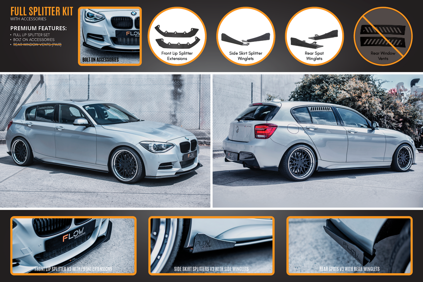 Flow Designs F20 Pre LCI M135 Full Lip Splitter Set
