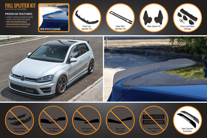 Flow Designs MK7 Golf R (USDM) Full Lip Splitter Set