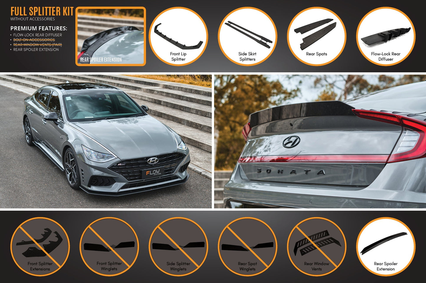 Flow Designs DN8 Sonata N Line 2020-2023 Full Lip Splitter Set