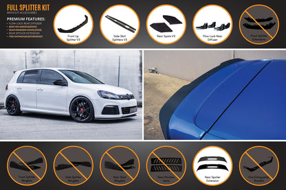 Flow Designs MK6 Golf R Full Lip Splitter Set WITHOUT Accessories