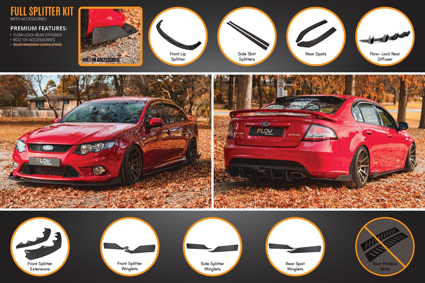 Flow Designs MK1 Falcon FG Full Lip Splitter Set