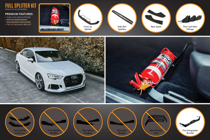 Flow Designs RS3 8V Sedan Facelift Full Lip Splitter Set