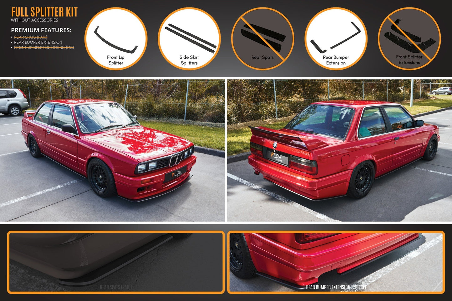 Flow Designs E30 M-Tech 2 Full Lip Splitter Set